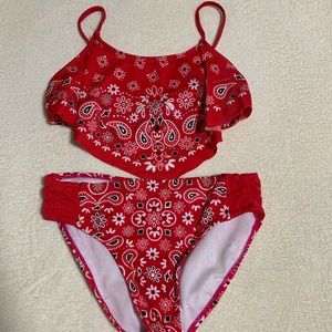 Red bandanna 2 piece swim suit